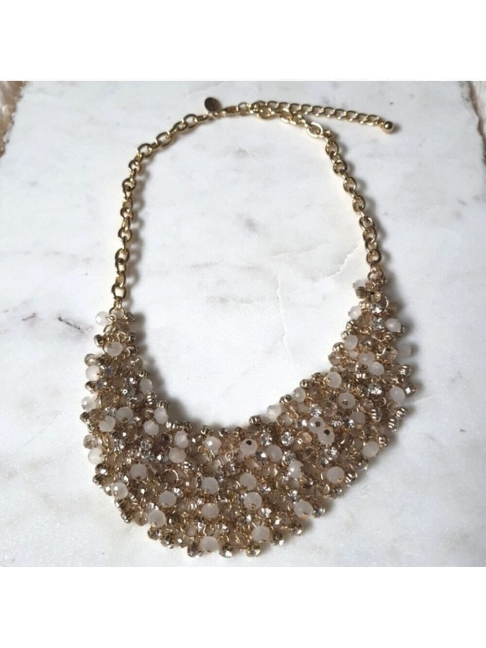Womens Statement Collar/Bib Necklace Goldtone Dress Up/Down Casual Layered